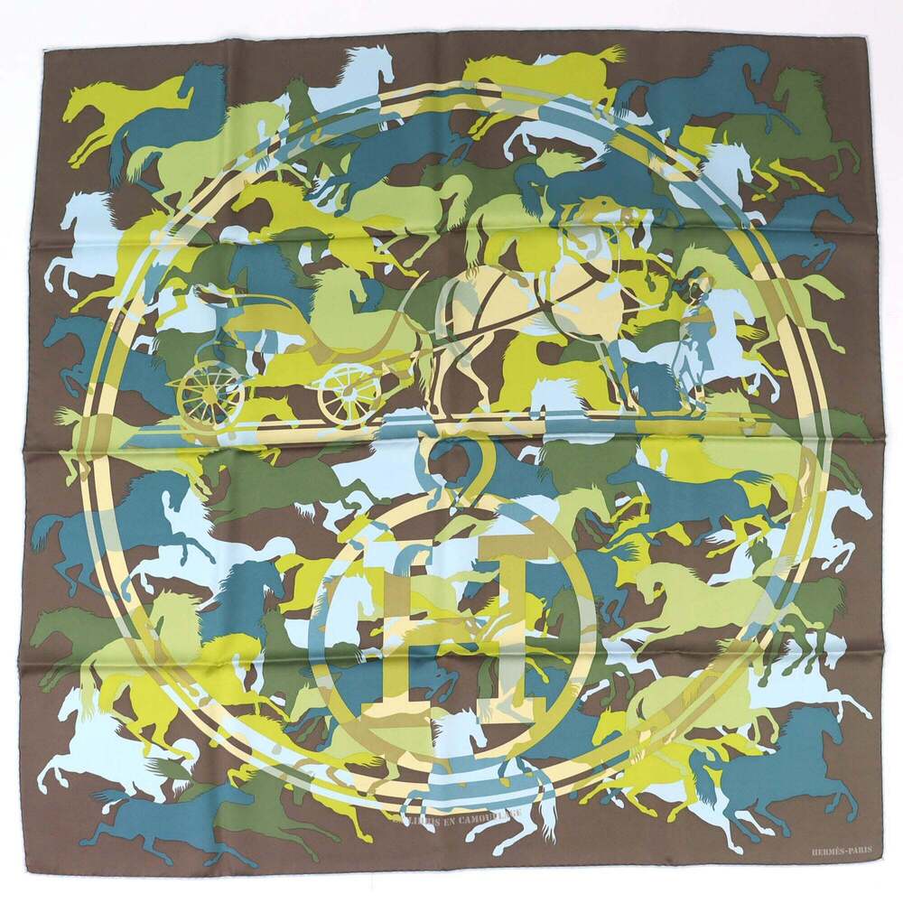 HERMES Black Silk Scarf